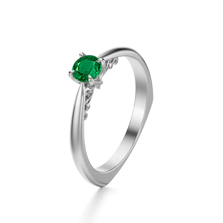 Pierścionek z białego złota ze szmaragdem AJPZ_074